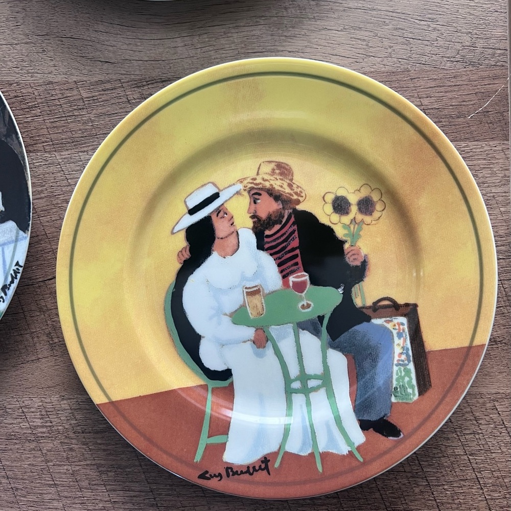 3 Guy Buffet "Marche Aux Fleurs" salad plates - Picture 4 of 5